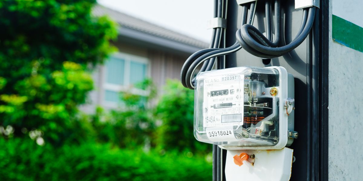 An electricity meter outside a house, to illustrate the value of energy flexibility