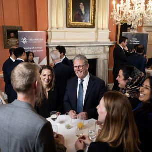 Electron's CEO, Jo-Jo Hubbard, attending the launch event of the Future Fifty at 10 Downing Street, pictured with Keir Starmer