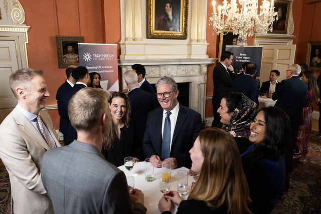 Electron's CEO, Jo-Jo Hubbard, attending the launch event of the Future Fifty at 10 Downing Street, pictured with Keir Starmer